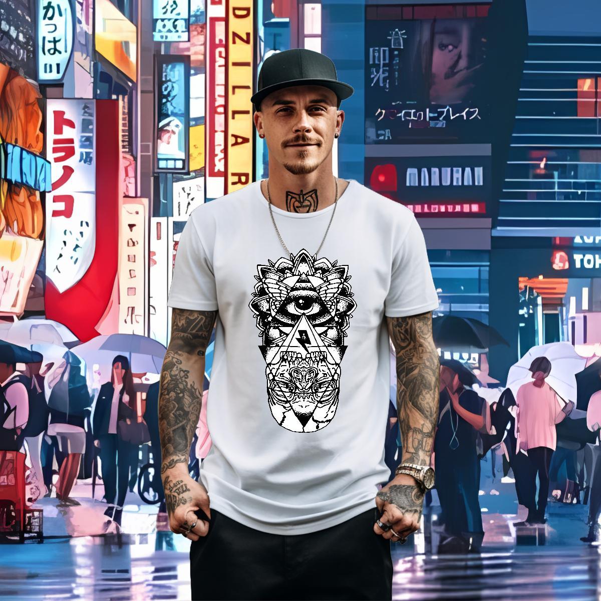 Wholesale T Shirts Men eye of the devil Tshirts 230g Cotton High Street Hip Hop Brand DIY Breathable Soft Mens Tshirts