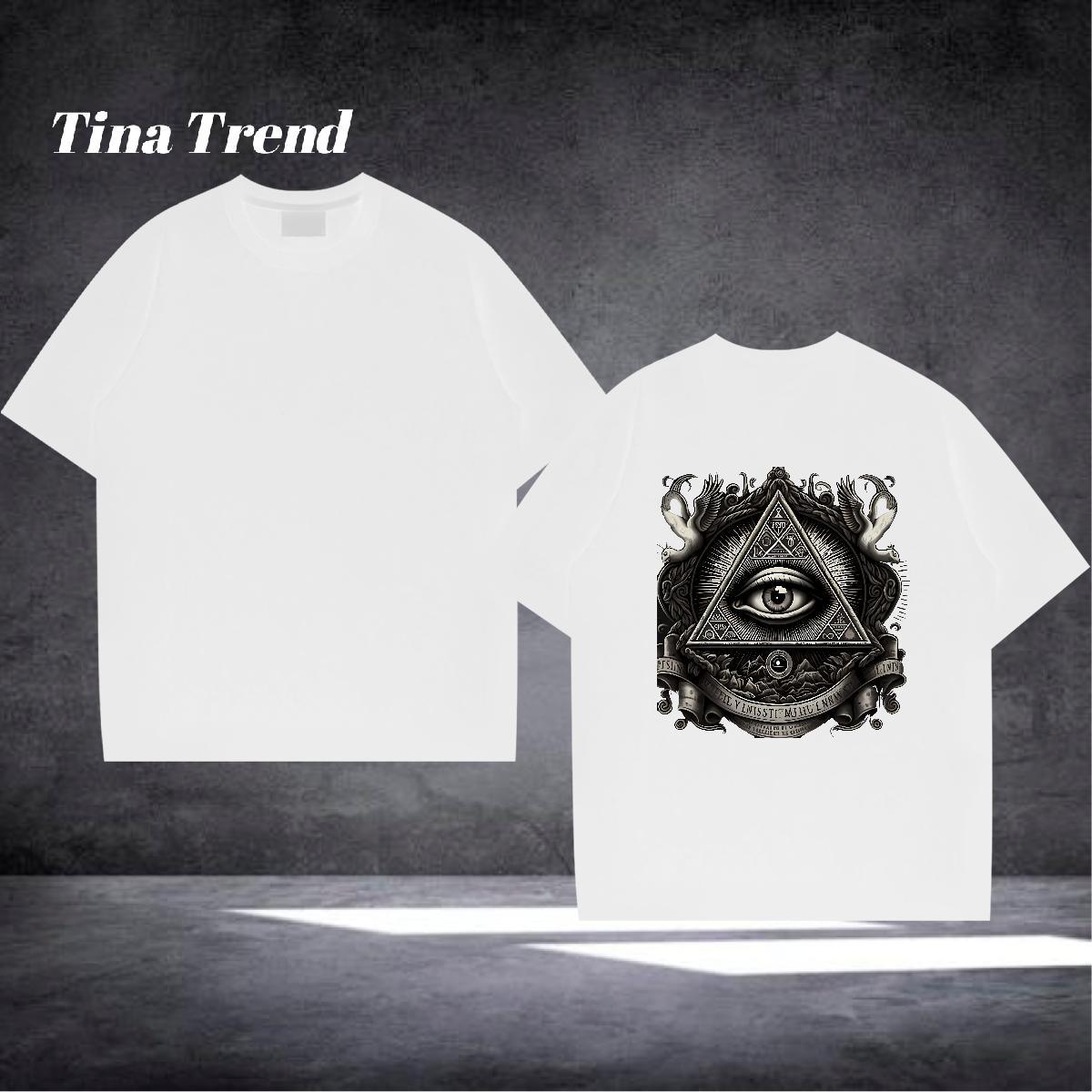 New T-Shirts for Men eye of the devil Tee Shirt 100% Cotton 230g High Street Hip Hop TOP Quality Custom Print Oversized Breathable Short Sleeve Men Ts