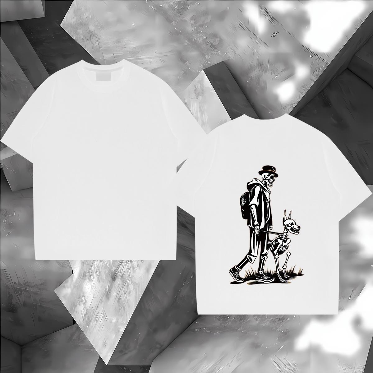 Fashion T shirt skull Clothings 230g Pure Cotton Street Wear Loose Fit Oversized 3XL 4XL Breathable Soft Tshirts