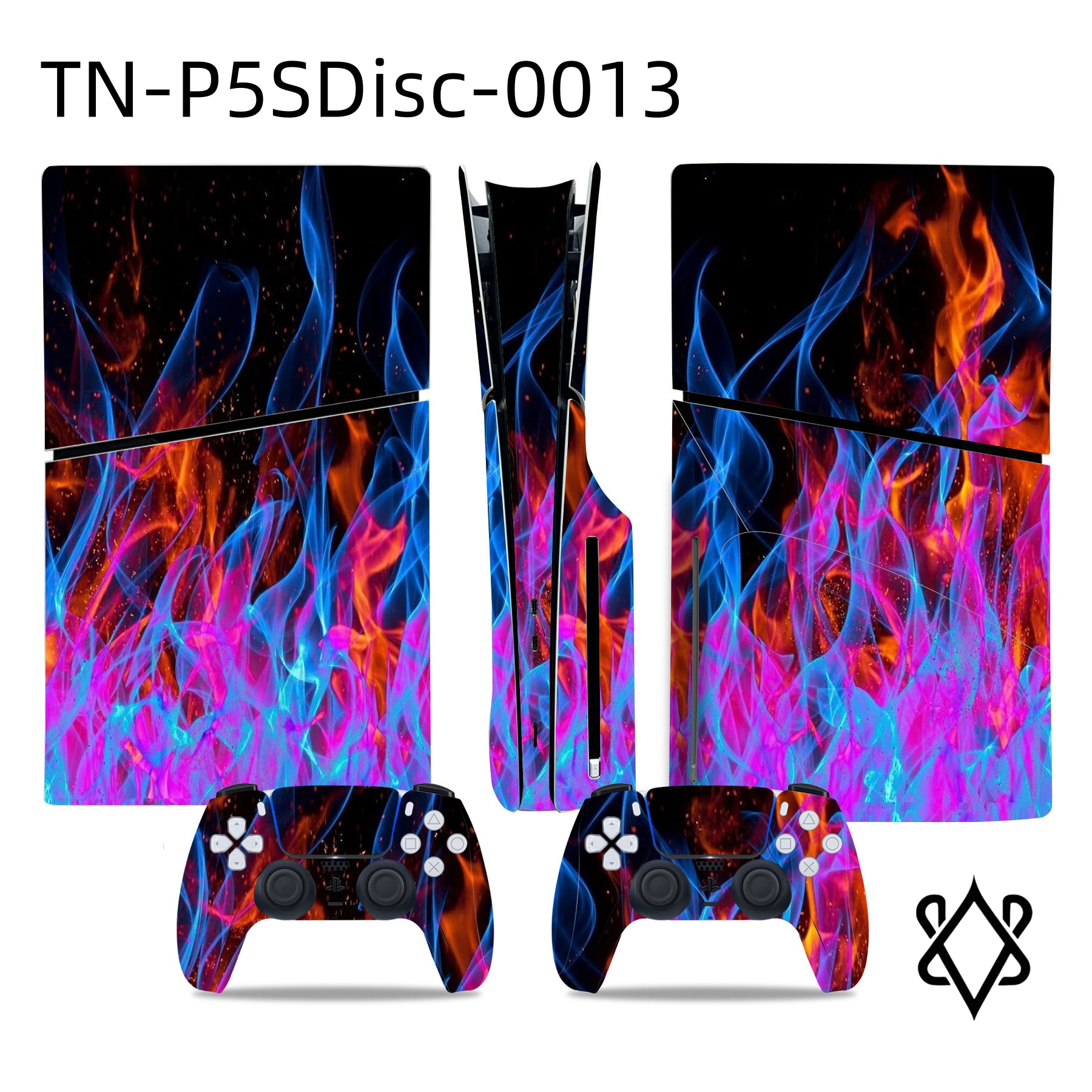 Anti-Scratch Colorful Dazzling Skin Sticker For PS5 Slim Disc Controller Console PlayStation 5 Console Two DualSense Wireless Controllers (Slim)