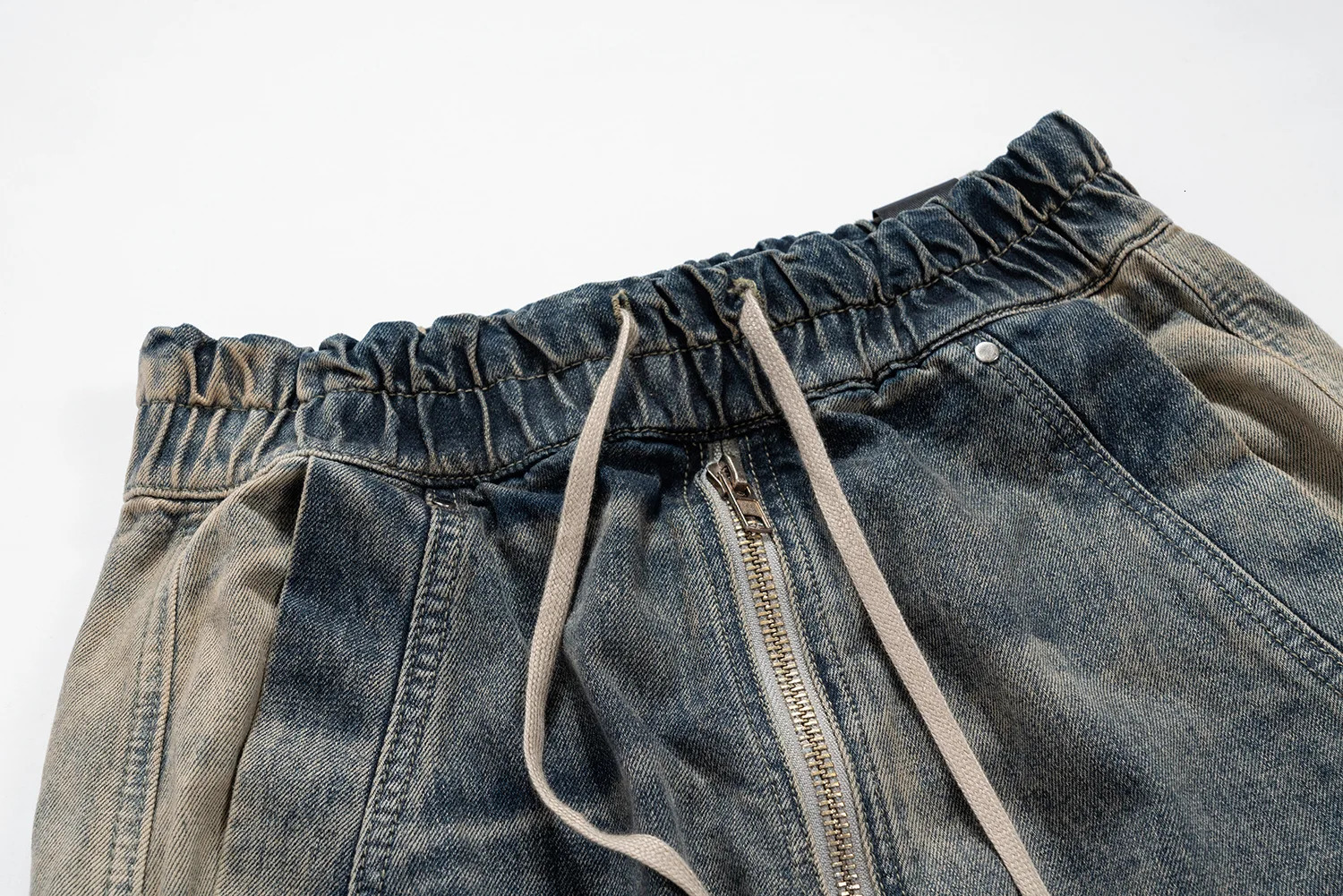 Wash Gradient Blue Multi Pocket Cargo Pants Mens Fashion Street Wide Leg Jeans Haruku Trousers240807
