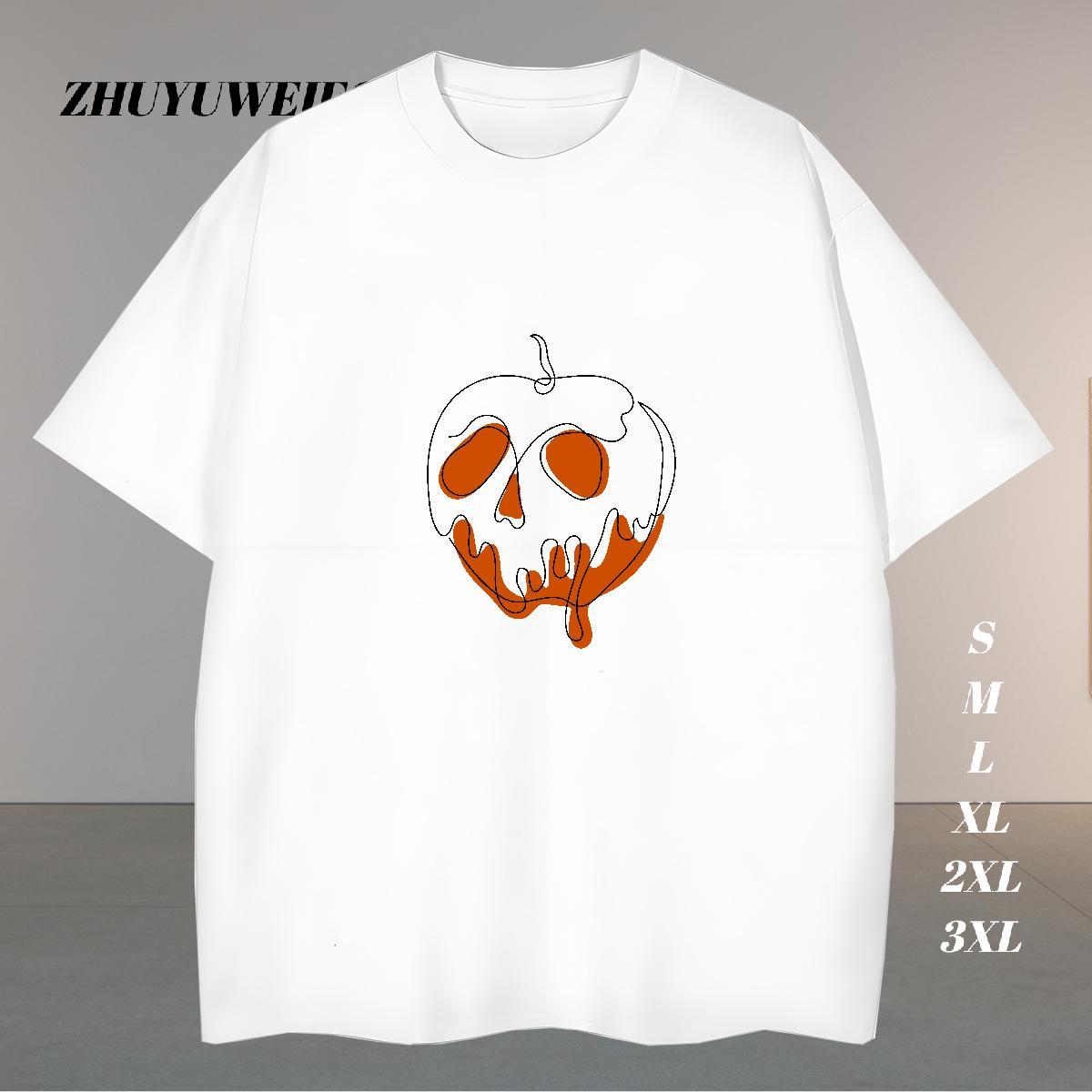 2024 Summer T-Shirts skull Tops 230g Pure Cotton Beach Wholesale Skull Short Sleeve O-Neck Mens Tshirts