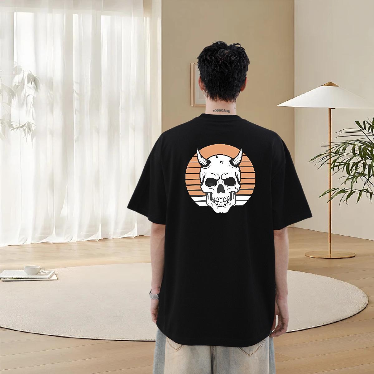 Designer T Shirt For Man skull Tops 100% Cotton 230g Street Casual Classic Cartoon Printing L-4XL Pure Cotton Men Clothes T-Shirt