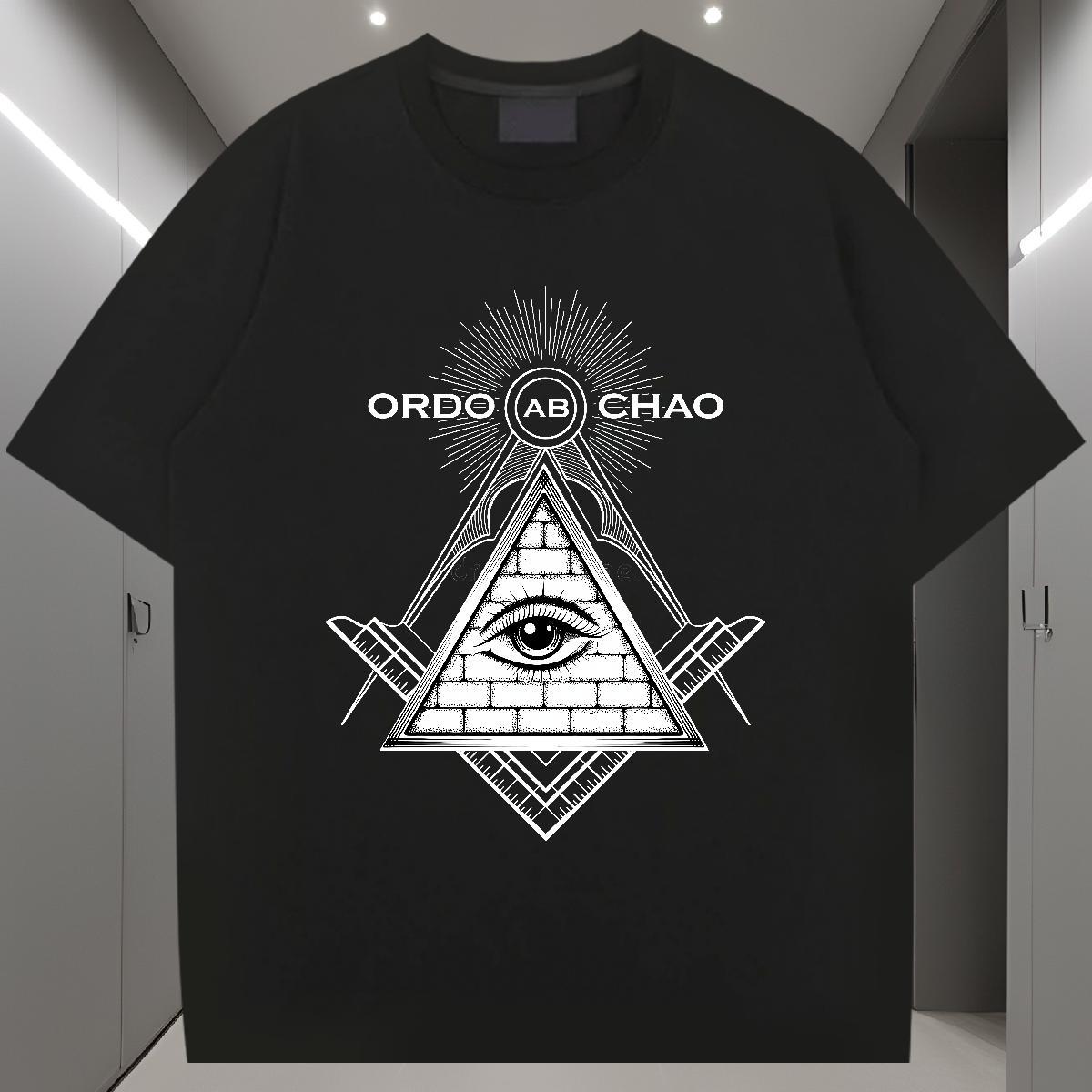 Fashion T-Shirts for Men eye of the devil Tshirts 230g Cotton Daily Outfit Wholesale Black White Crew Neck Men Tees