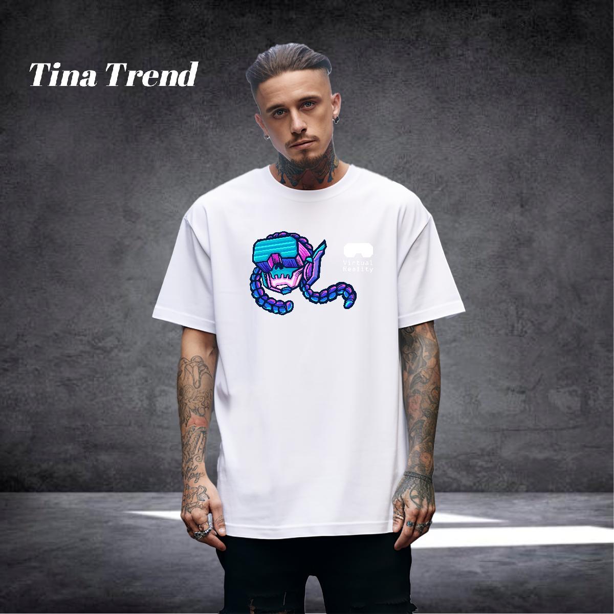2024 T Shirts Men skull Tee Shirt 100% Cotton 230g Street Designer Oversized 4XL Crew Neck Breathable Men Tops Tees