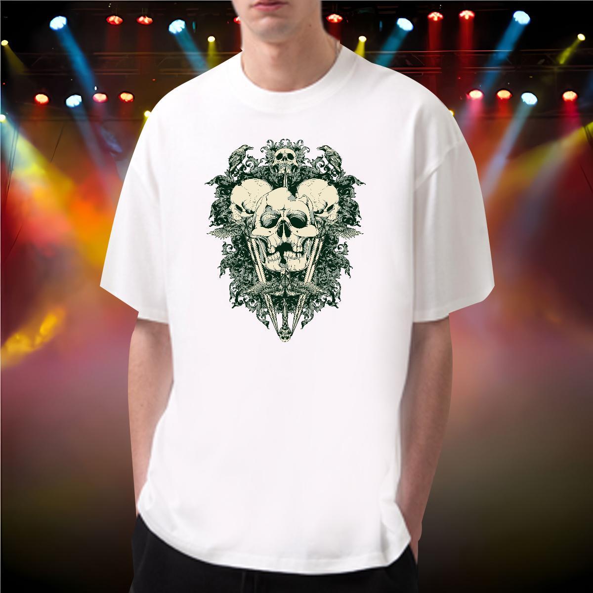 Fashion Design T Shirts Men skull Tees 100% Cotton 230g Outdoor Classic Anime Print O Neck Short Sleeves Men Tshirts