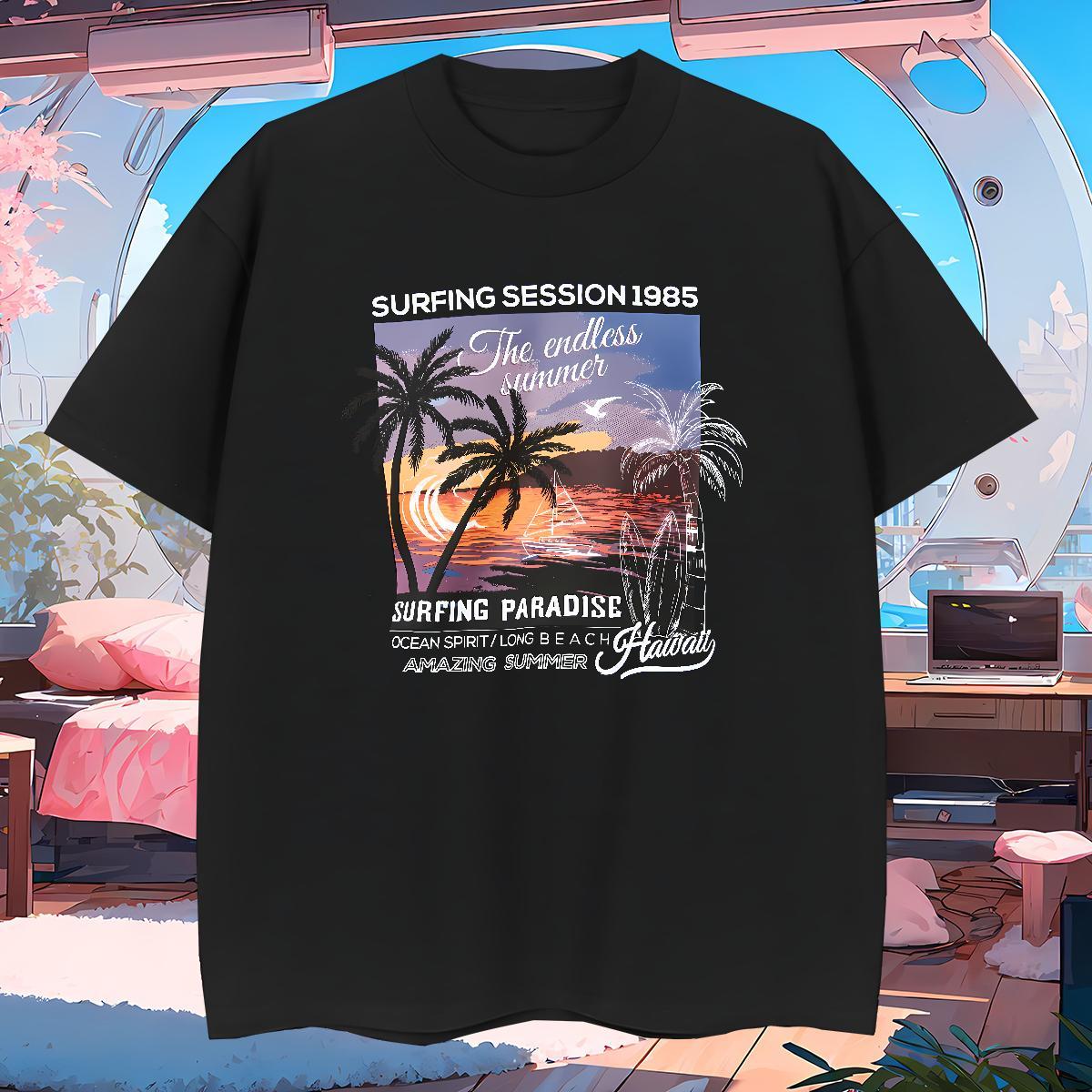 Fashion Man T Shirts tree Tshirts 230g 100% Cotton Daily Wear Soft Plus Size Cartoon Breathable Short Sleeve Men Tops Tees