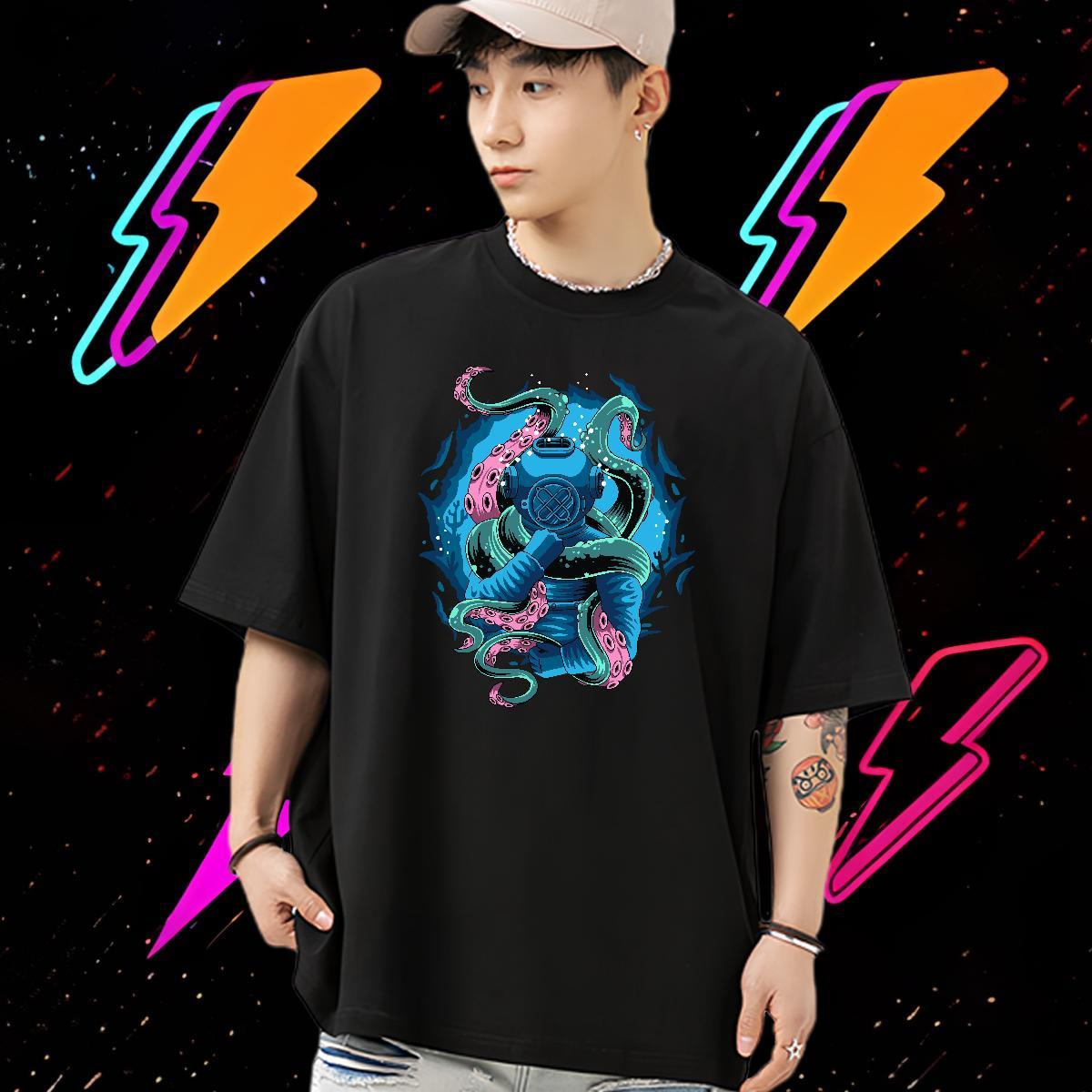 Fashion New Man T Shirts ET Tops 230g Cotton Street TOP Quality Customized Print Breathable Short Sleeve Men Tees