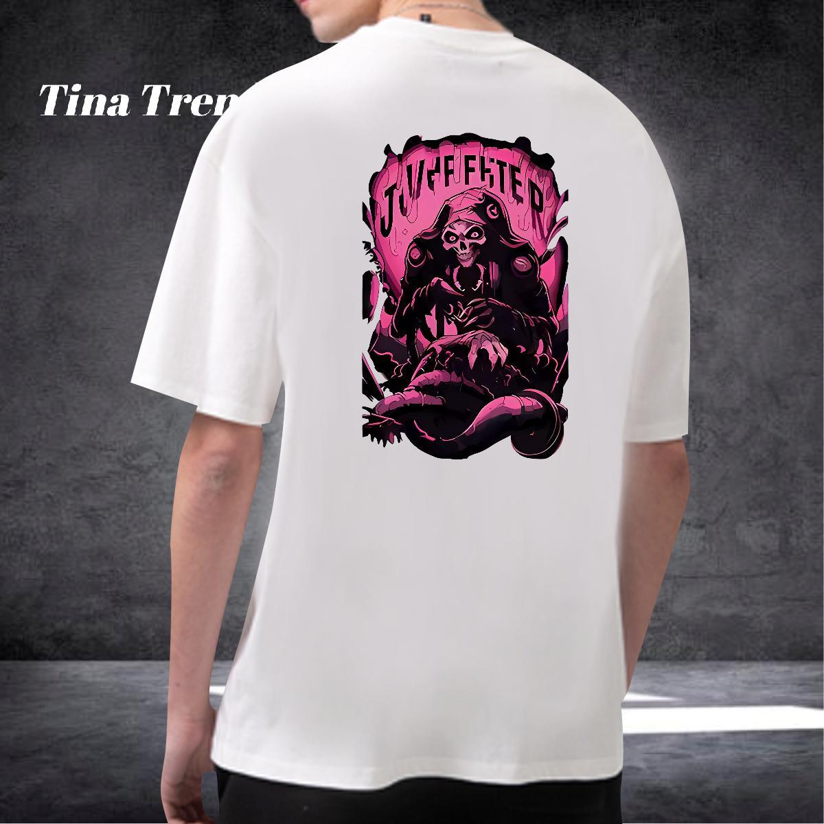 Free Shipping T-Shirts skull Tees 230g 100% Cotton Anime Printing Street Soft Asian Size Round Neck Short Sleeve Men Tops Tees