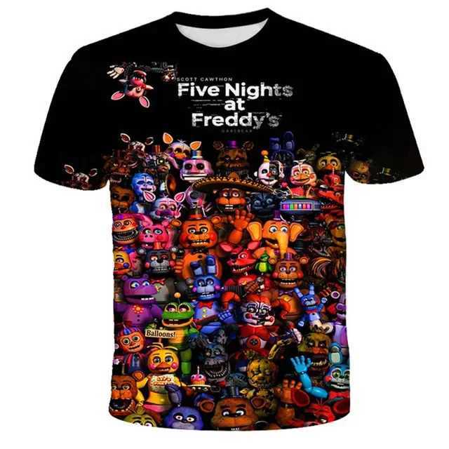 Fashion clothing for children in 3D for five nights at Freddy Fnafs T-shirt childrens cartoon T-shirt boys Sonic clothing girls topW240718