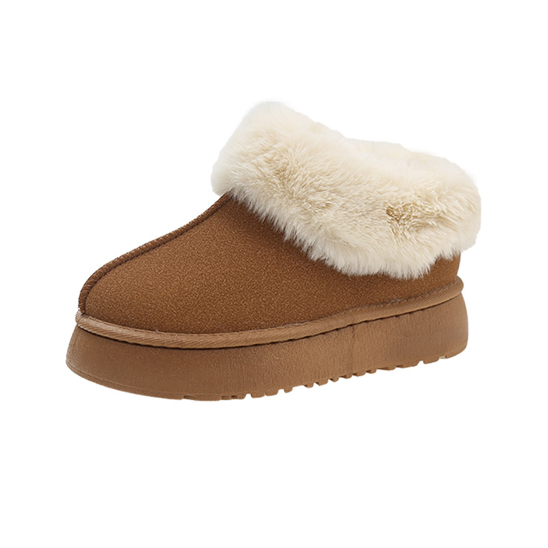New 2024 Womens Thick Fashion Bottom Snow Boots Autumn Winter Plush Short Tube Indoor and Outdoor Large Size Cotton Shoes Wholesale Lhshoe