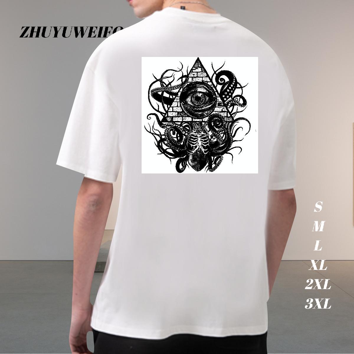Wholesale Men T Shirts eye of the devil Tops 230g 100% Cotton Street wear Hip Hop Soft Custom Printed Breathable Soft Mens Tshirts
