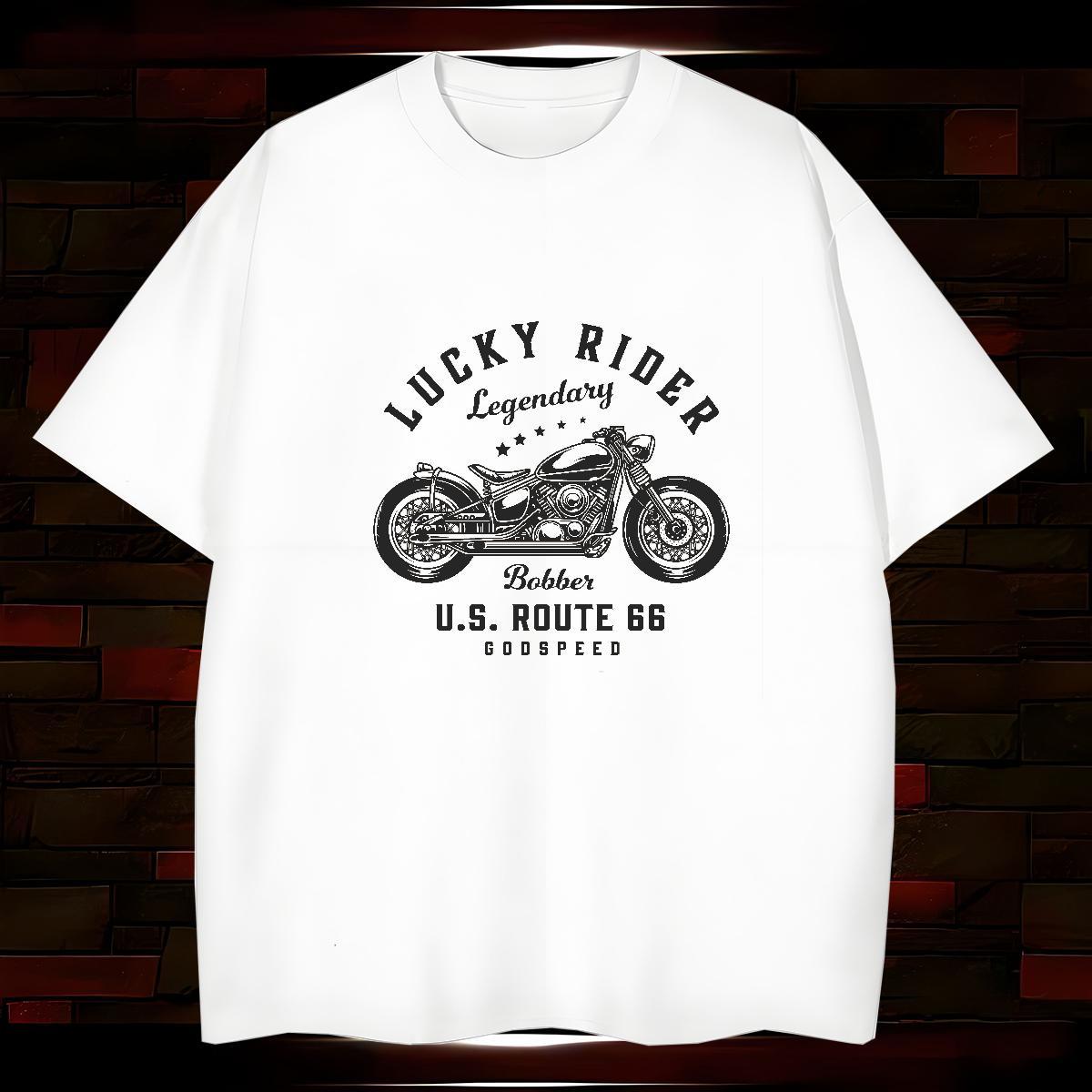 Custom Man T Shirts Motorcycle Top Tees 230g 100% Cotton Daily Outfit Loose Fit Plus Size Cartoon Short Sleeve Soft Men Tees