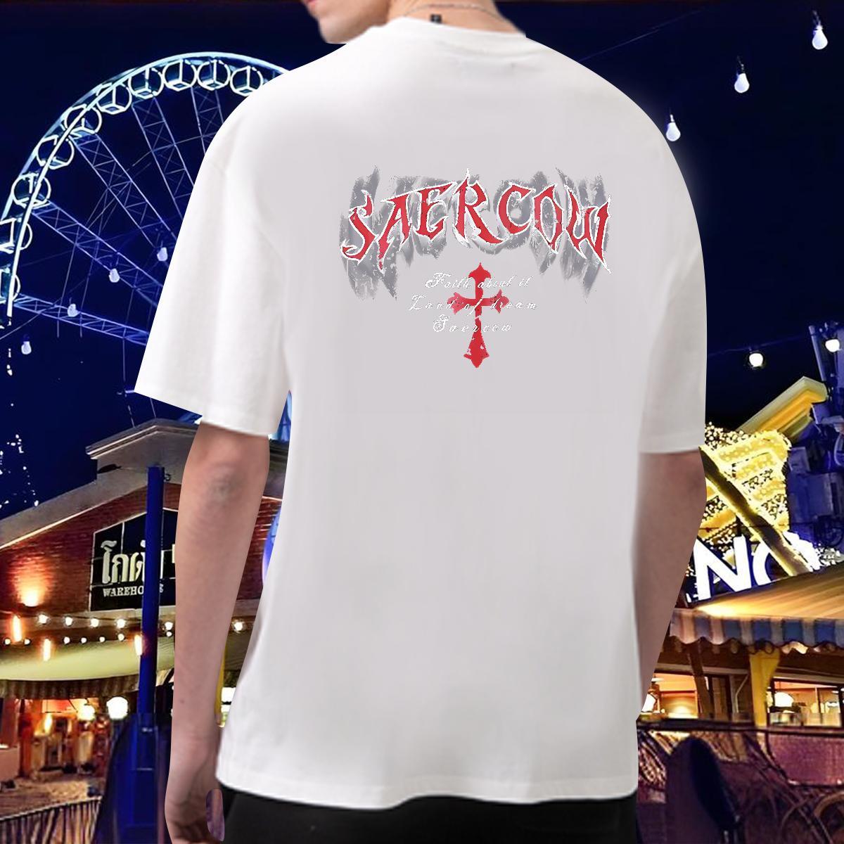 2024 Designer T-Shirts The Cross Clothes 100% Cotton 230g Summer Casual Loose Graphic Breathable Crew Neck Men Tshirts