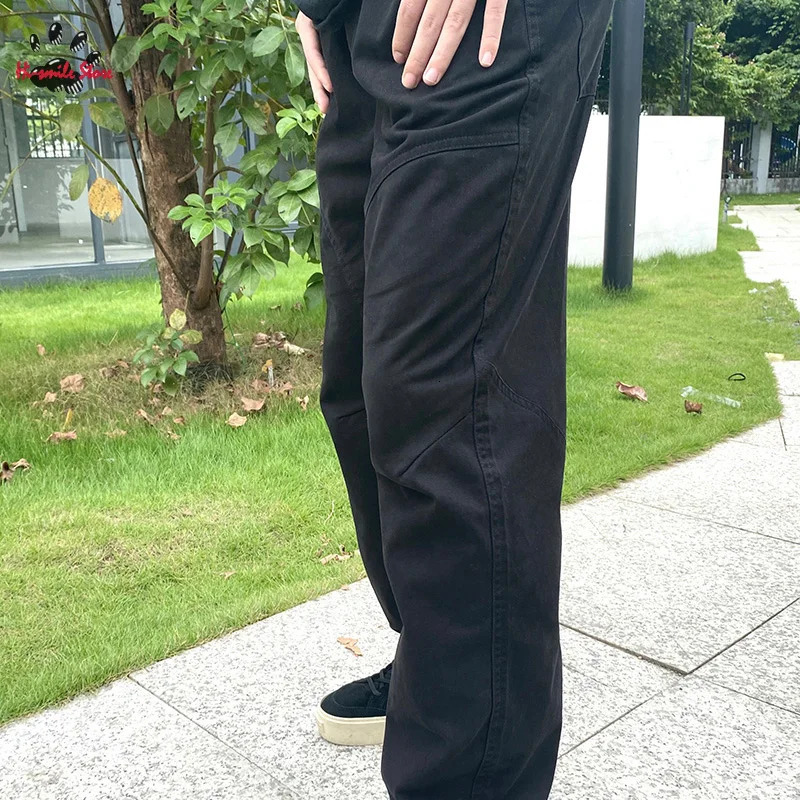 Casual Straight Pants Men Woman Heavy Duty Washed High Street Classic Allmatch Joggers Sweatpants Drawstring Splice Trousers 240806
