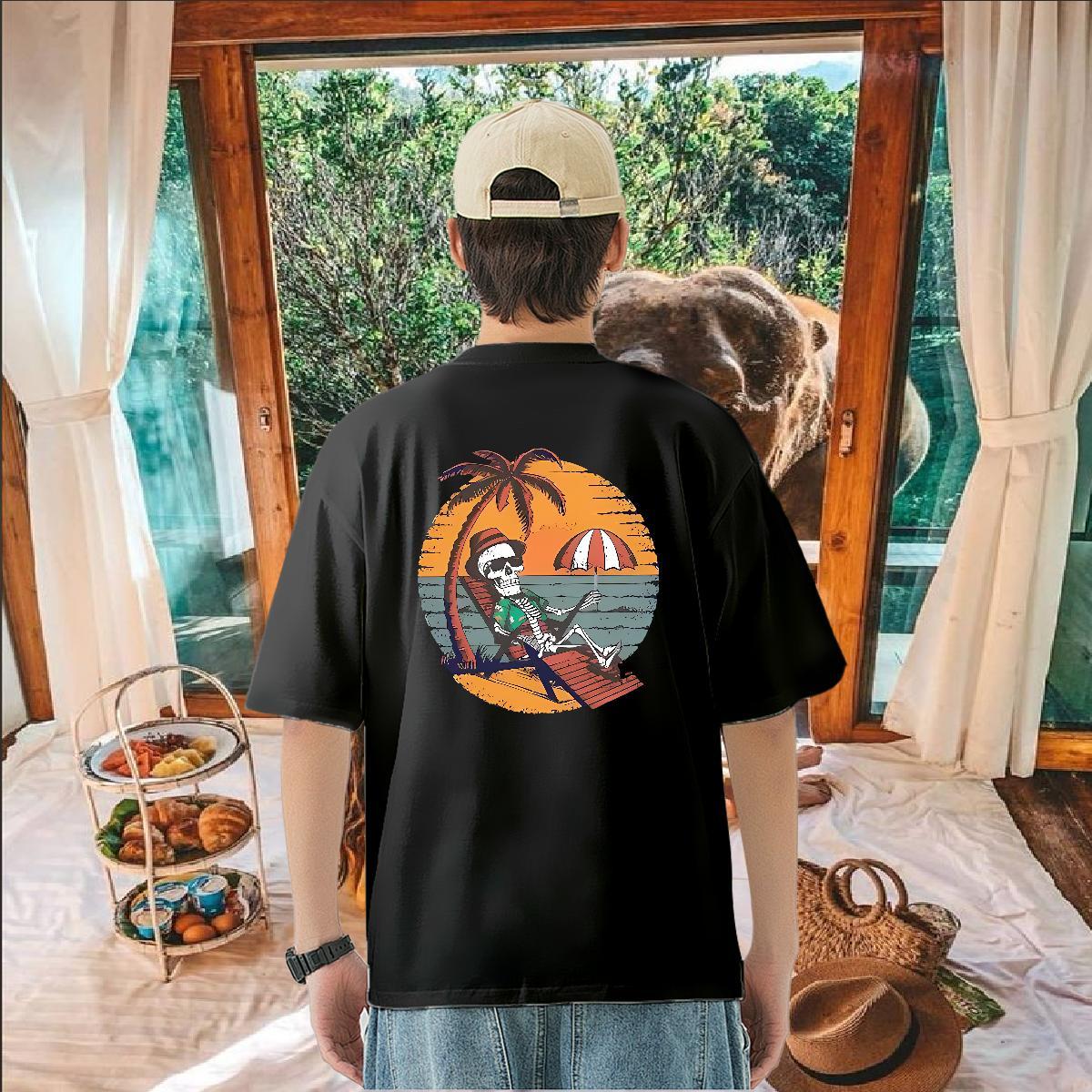 Fashion Designer T-Shirts sea Tops Tees 100% Cotton 230g Anime Printing Street Brand DIY Logo Oversized Breathable Soft Men Clothes T-Shirt