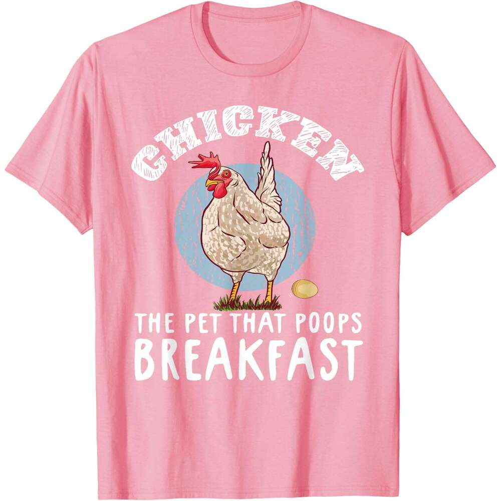 Mens T shirt Chicken The Pet That Poops Breakfast Farmer T-Shirt shirts tshirt graphic tee Casual tops summer clothes Short sleeve Free shipping