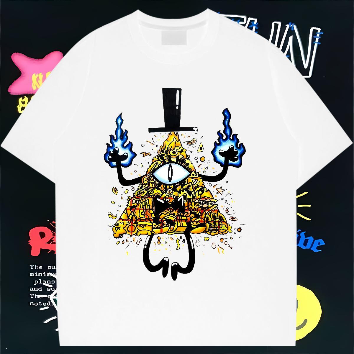 New T shirt eye of the devil Clothings 230g Pure Cotton Home Outdoor Designer Cartoon Print Breathable Crew Neck Men Tshirts