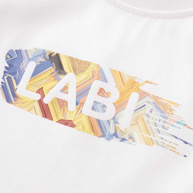 1-6 T Graffiti Printed Boys and Girls T-shirt Round Neck White T-shirt Basic Top School Park Childrens Clothing Baby ClothingW240718