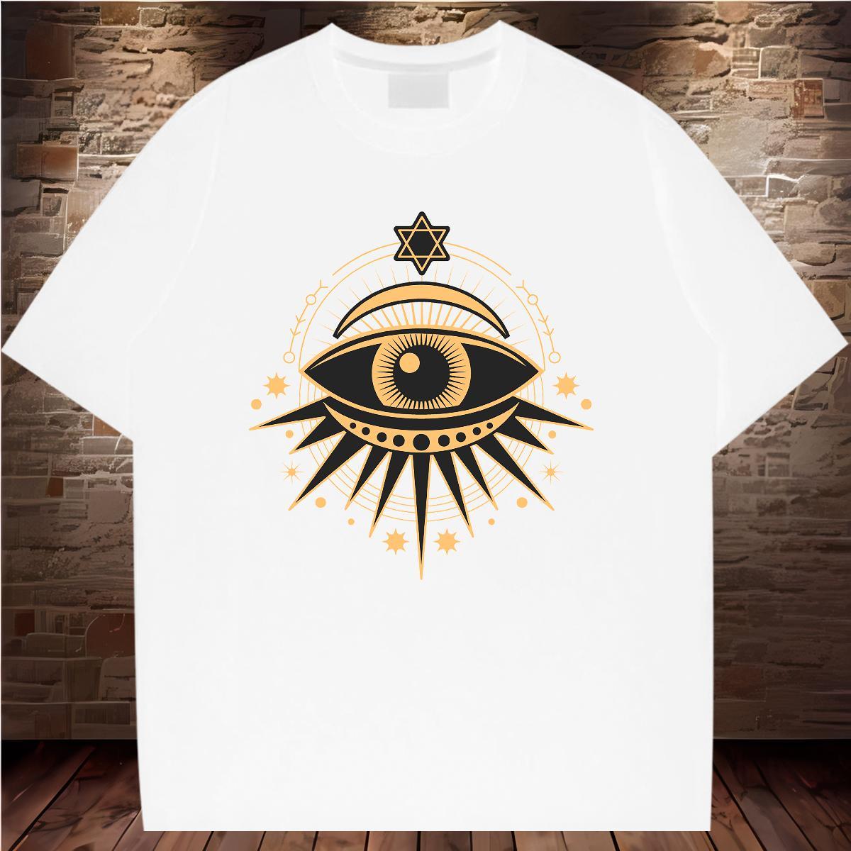 Fashion Casual T shirt eyes Clothes 100% Cotton 230g Outdoor Loose DIY Breathable Short Sleeve Tshirts