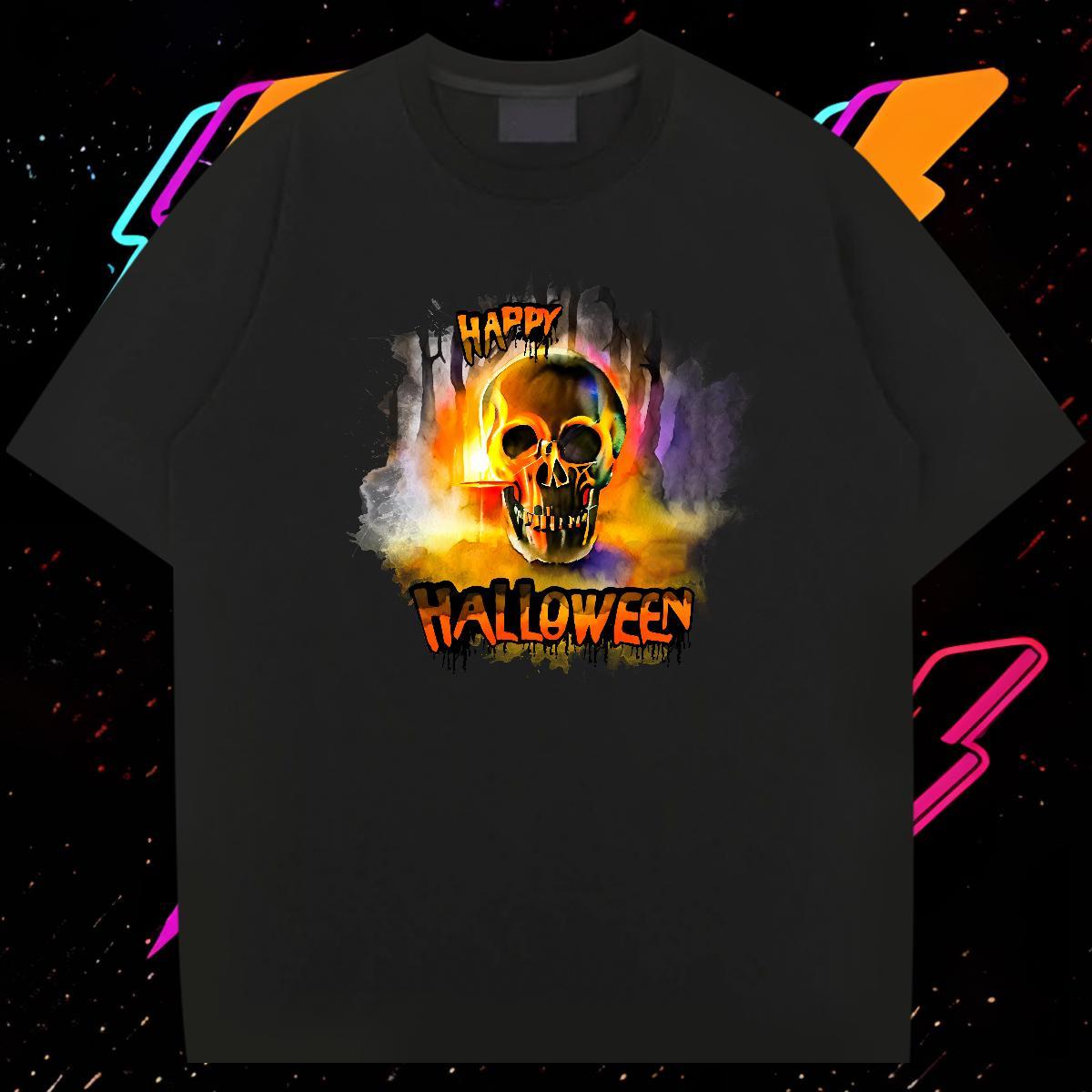 Customized Men T Shirts skull Top Tees 100% Cotton 230g Street Casual Cool Design Custom Printing Crew Neck Breathable Couples T Shirts