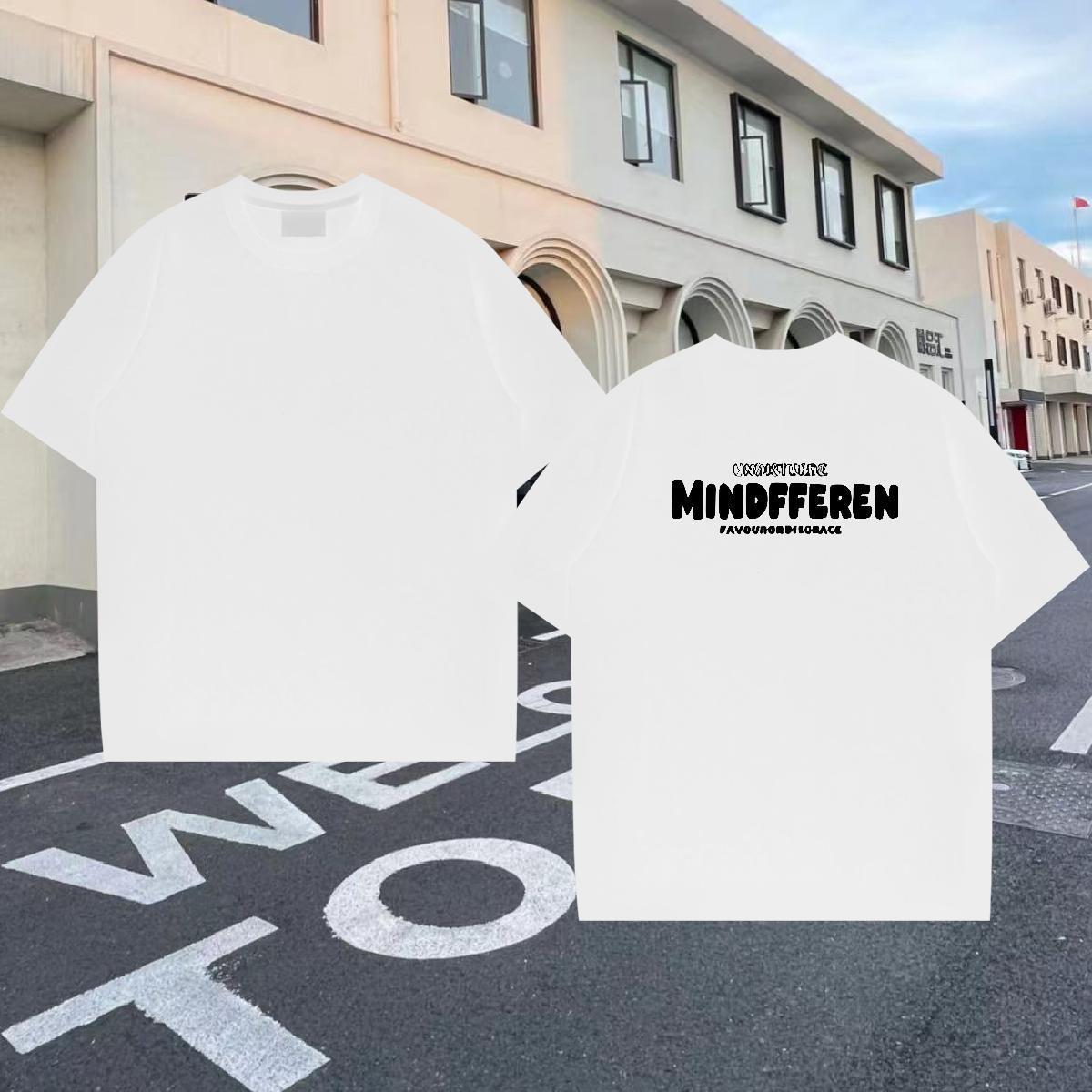 2024 T-Shirts for Men letter Clothes 230g Cotton Home Outdoor Popular DIY Anime Short Sleeve O-Neck Tshirt for Man Woman