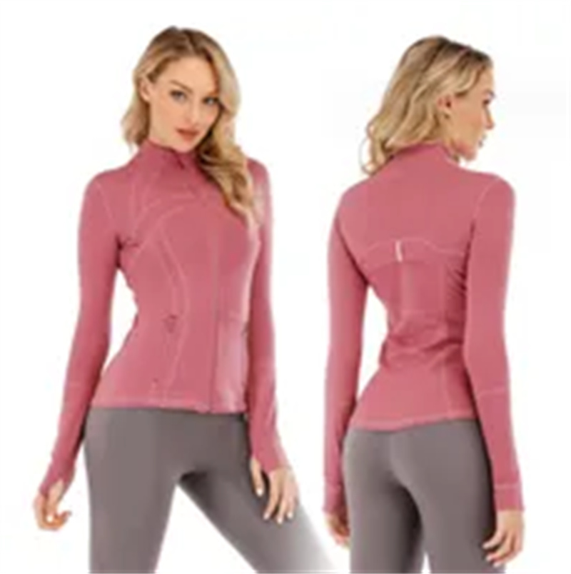 2024 Yoga Jacket Women Define Workout Sport Coat Fiess Sports Quick Dry Activewear Top Solid Zip Up Sweatshirt Sportwear jump girl close skin take ove