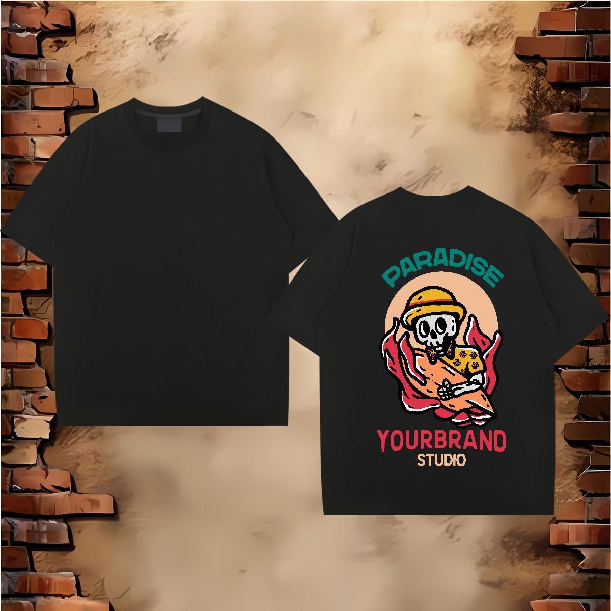 Free Shipping T shirt skull Tops Shirt 230g Cotton Street wear Hip Hop Cool Oversized Crew Neck Breathable Tshirt for Man Woman