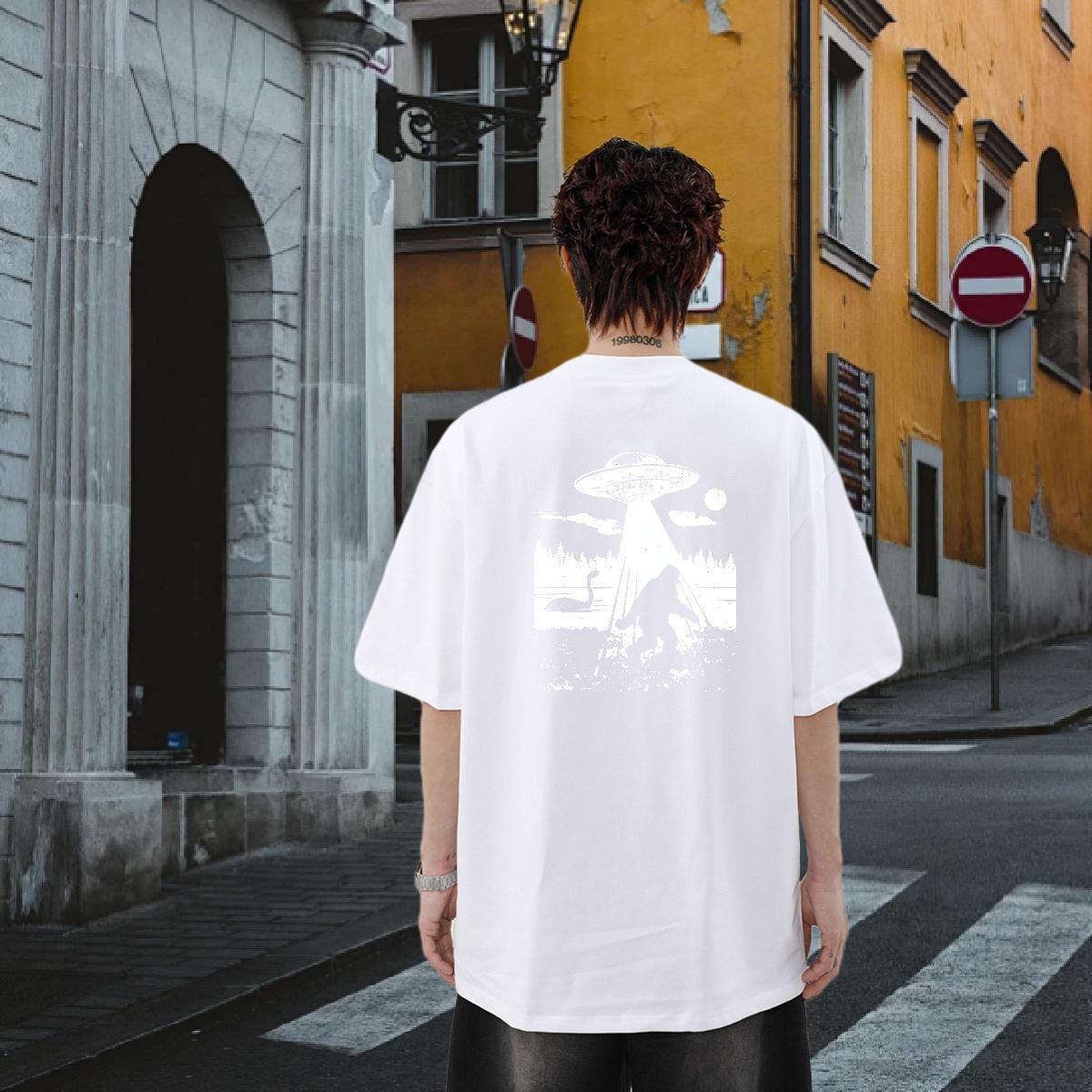 Wholesale T Shirt For Man UFO Tee Shirt 230g 100% Cotton Outdoor Unisex Floral Print Breathable Crew Neck Mens Tshirts