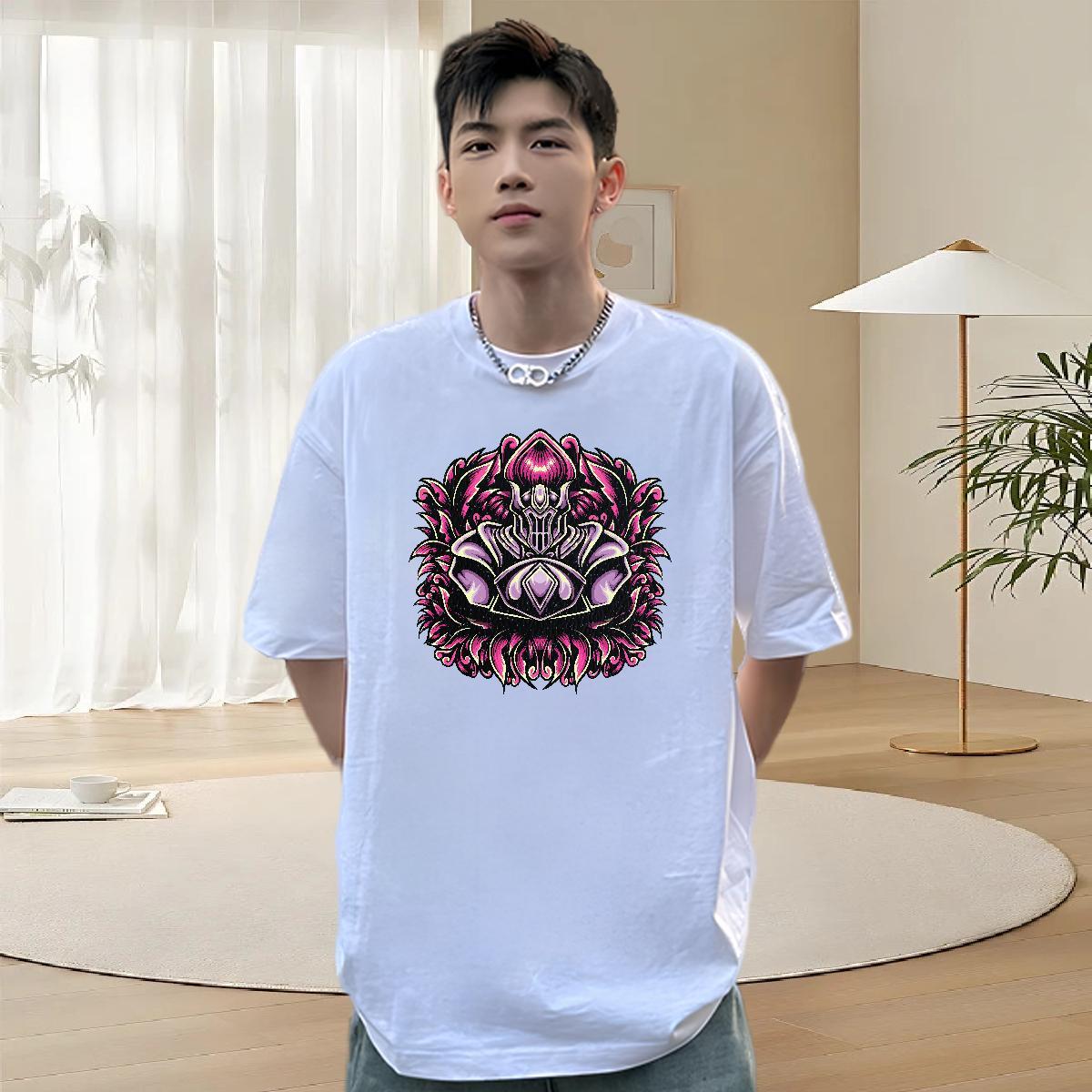 Stylist Men T Shirts ET Top Tees 230g 100% Cotton Street Wear Cool Anime Print Breathable Short Sleeve Men Tshirts