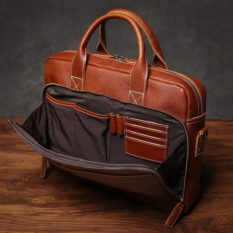 ROOG Mens High Quality Handbag Vintage Genuine Leather Executive Briefcase Traveg Business Computer Bags For 16 Inch Laptop dh2931047