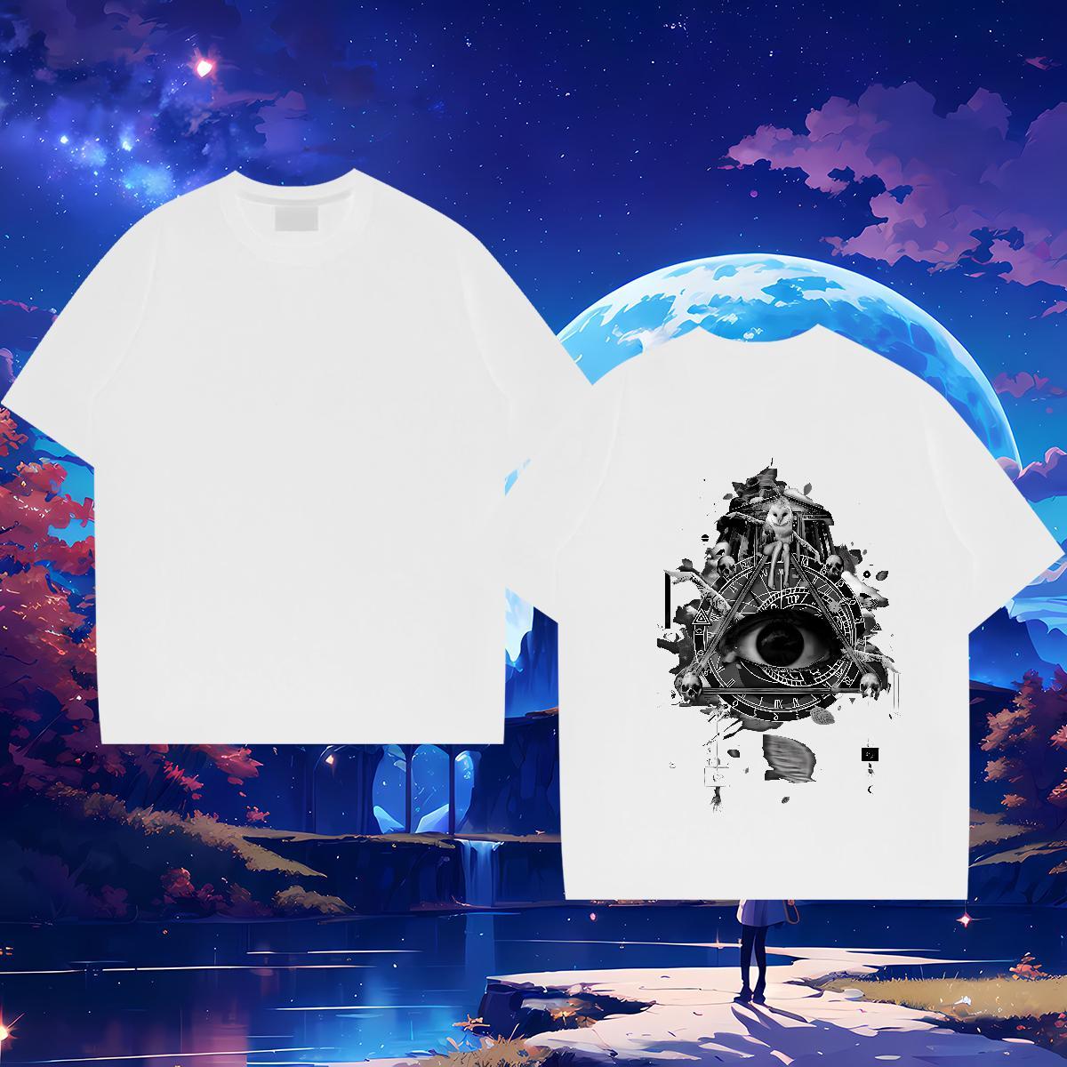 DIY T-Shirts eye of the devil Polos 100% Cotton 230g Daily Wear Loose Fit Plus Size Custom Breathable Short Sleeve Couples T Shirts