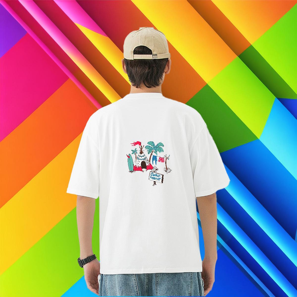 Wholesale T-Shirts beach Tees 230g Cotton Street Loose Fit Cartoon Printing L-4XL O-Neck Short Sleeve Men Tshirts