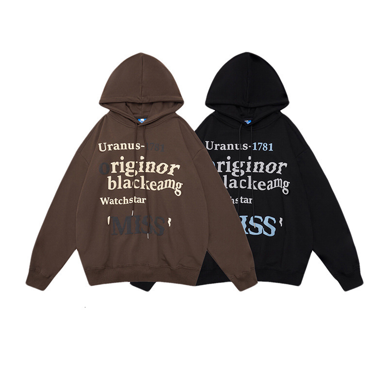 Plush student hooded letter hoodie women in autumn and winter loose fitting couple outfit with a bottom layer, lazy BF style jacket for women's f