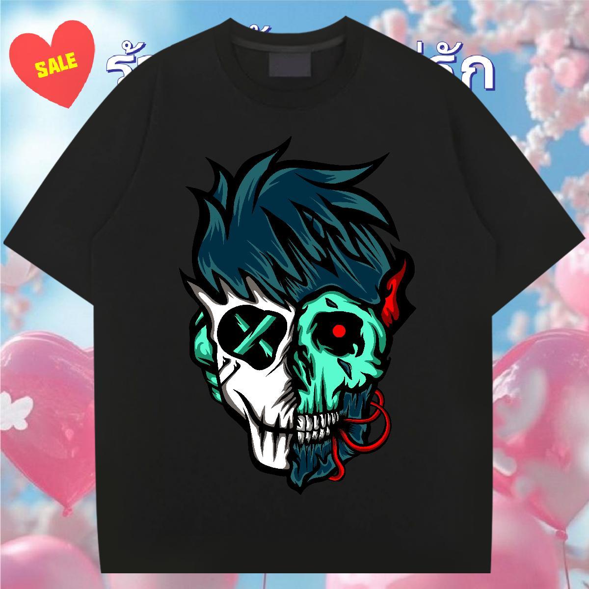 New Designer Man T Shirts skull Polos 230g Pure Cotton Casual Beach Soft Black White Round Neck Short Sleeve Men Tees