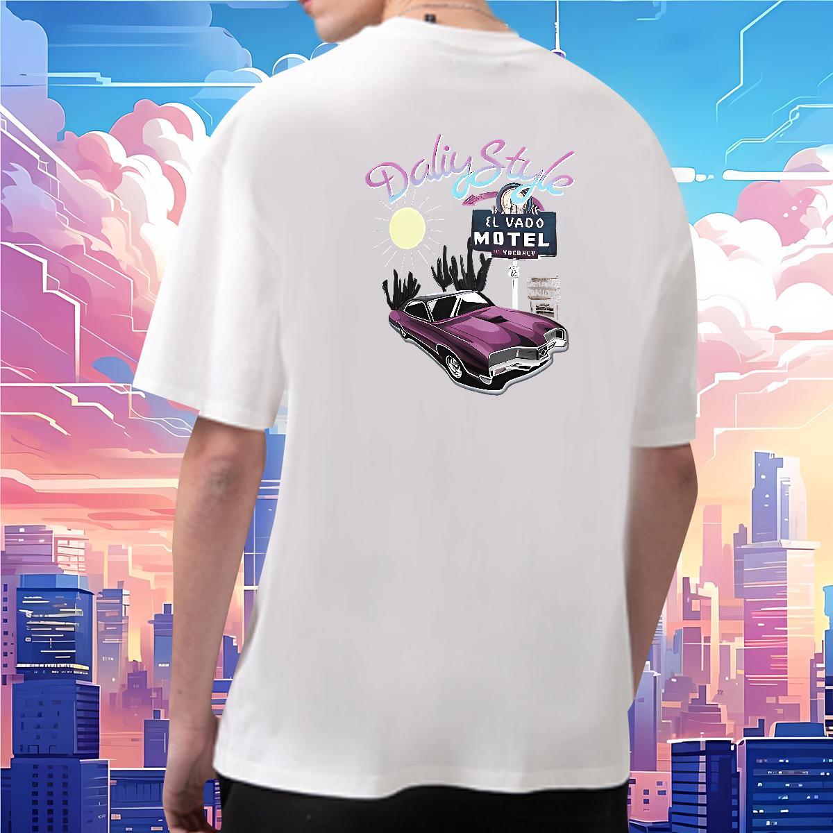 2024 Designer T-Shirts car Tops 100% Cotton 230g Hip Hop Unisex Cartoon Print O Neck Short Sleeves Men Clothes T-Shirt