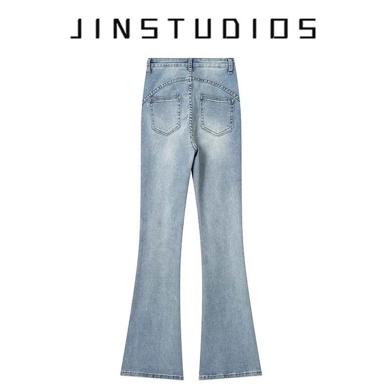 Spring Summer Womens Denim bell Bottoms 2000S Jeans High waist Zip-up Slim-Fit Hip-Lifting Pants Y2K Vintage Long Trousers 240807