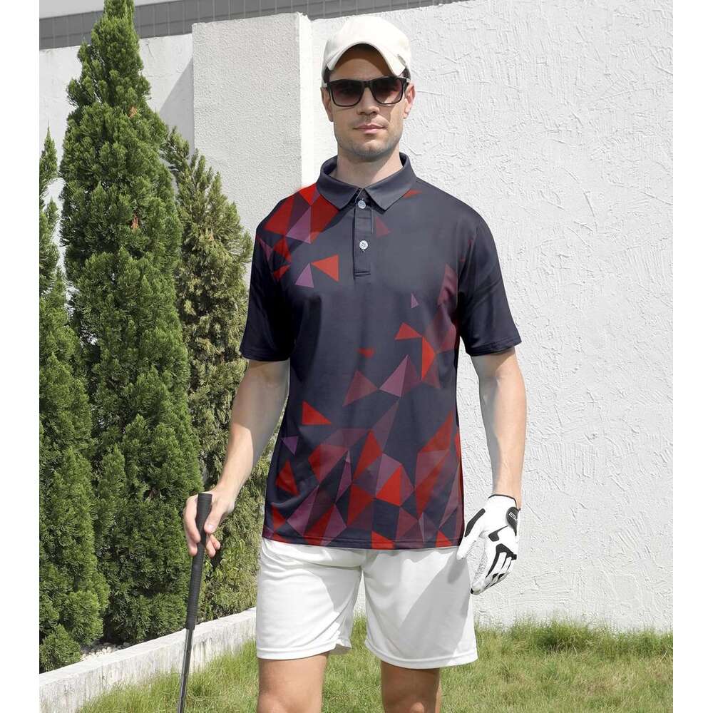 Fashion Mens Polo shirt ventilate Golf Shirt Dry Fit Athletic Shirts Moisture Wicking Performance 3D Print Short Polos shirts tshirt Casual tops summe