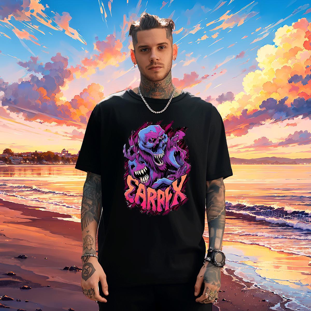 Fashion Designer T-Shirts skull Tops 100% Cotton 230g Street wear Hip Hop Popular DIY Printed Breathable Crew Neck Men Tops Tees