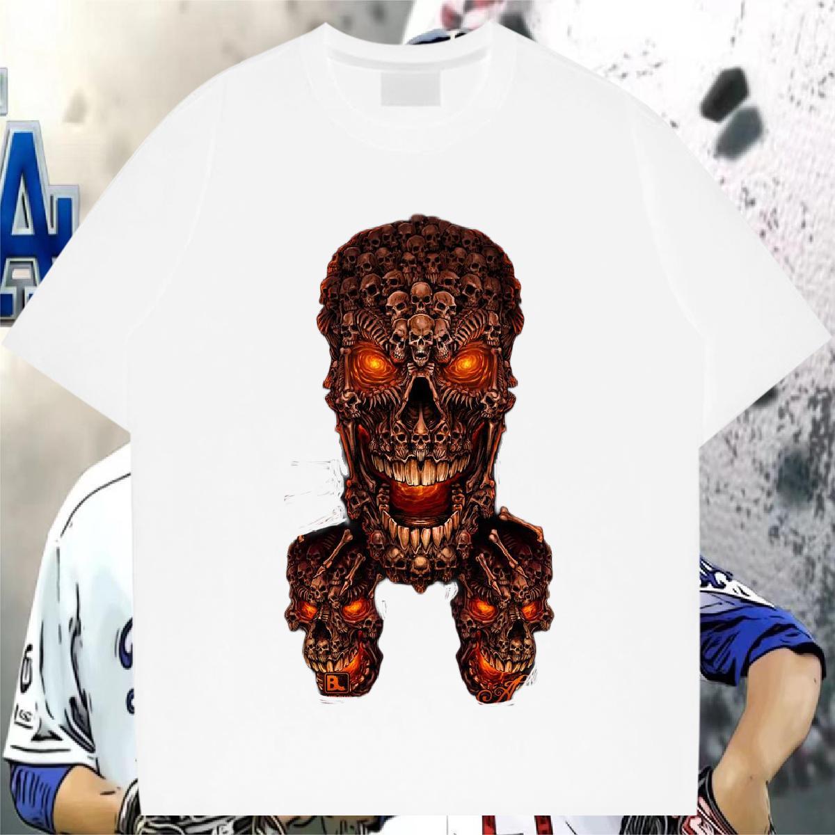 Classic Casual T-Shirts for Men skull Polos 230g 100% Cotton Daily Wear Loose Fit Custom Print Oversized Breathable Tshirts