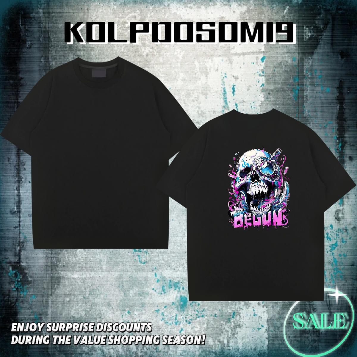 Stylist T Shirt For Man skull Tee Shirt 230g 100% Cotton Sport Unisex DIY Printed Short Sleeve O-Neck Tshirts
