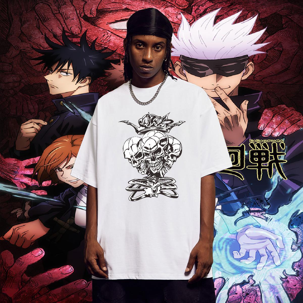 DIY Men T Shirts skull Clothings 230g Cotton Hip Hop Street Brand DIY Printed O-Neck Short Sleeve Couples T Shirts