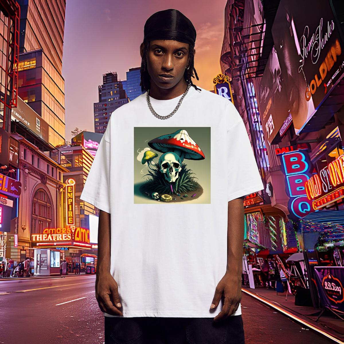 Custom Mens T Shirts skull Top Tees 230g Pure Cotton Spring Summer Loose Custom Print Oversized Crew Neck Breathable Tshirts