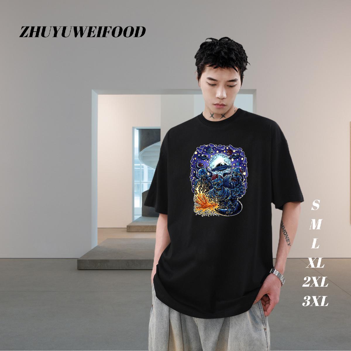 Classic Casual T shirt ET Tees 230g Pure Cotton Hip Hop Street High Quality Black White Breathable Men Clothes T-Shirt