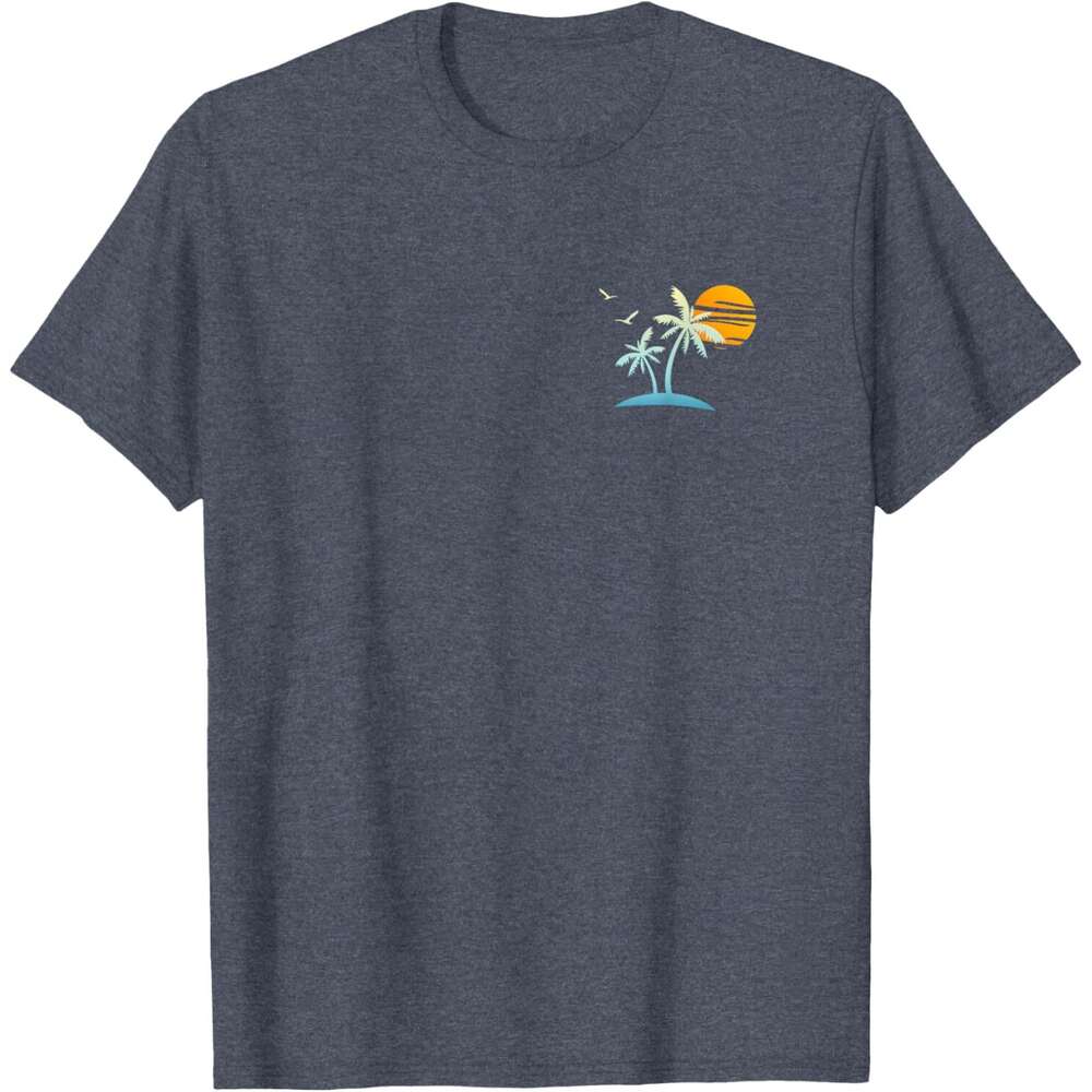 Mens T shirt Front and Back Tropical Heartbeat Beach Island Sunset T-Shirt shirts tshirt graphic tee Casual tops summer clothes Short sleeve Free ship