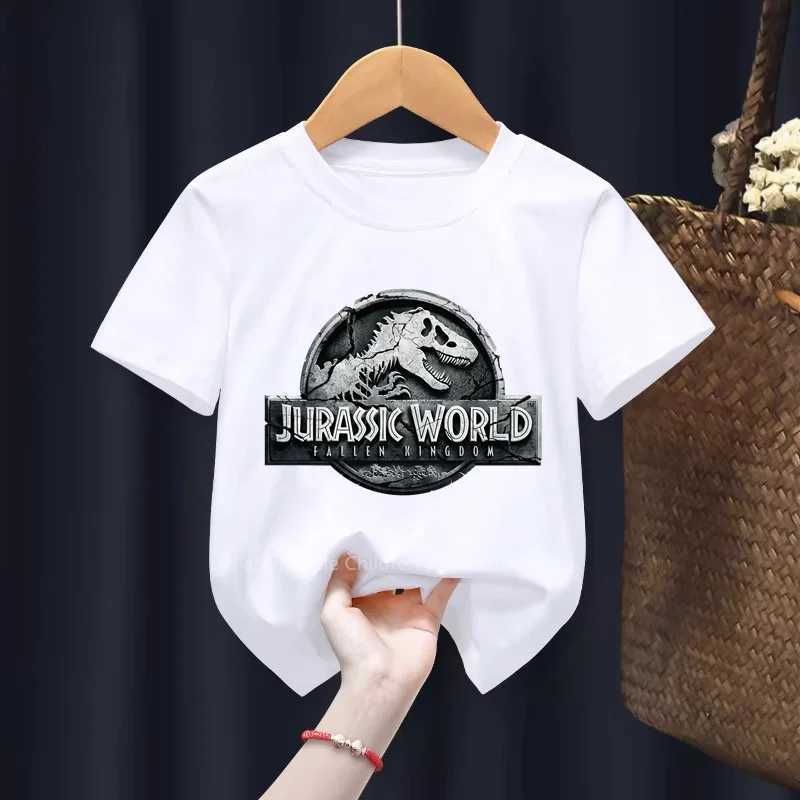 Dino Chic 2024 new dinosaur graphic T-shirt suitable for boys and girls cotton casual short sleeved cool outdoor childrens clothingW240718