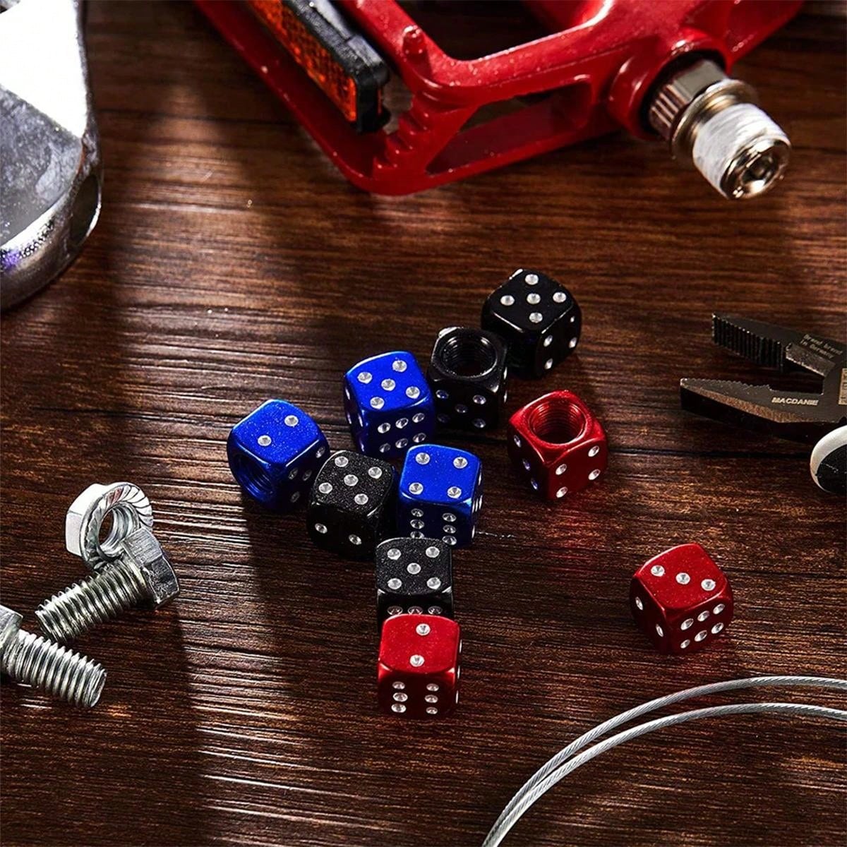 4pcs car tire colorful aluminum alloy dice valve cap dust cap