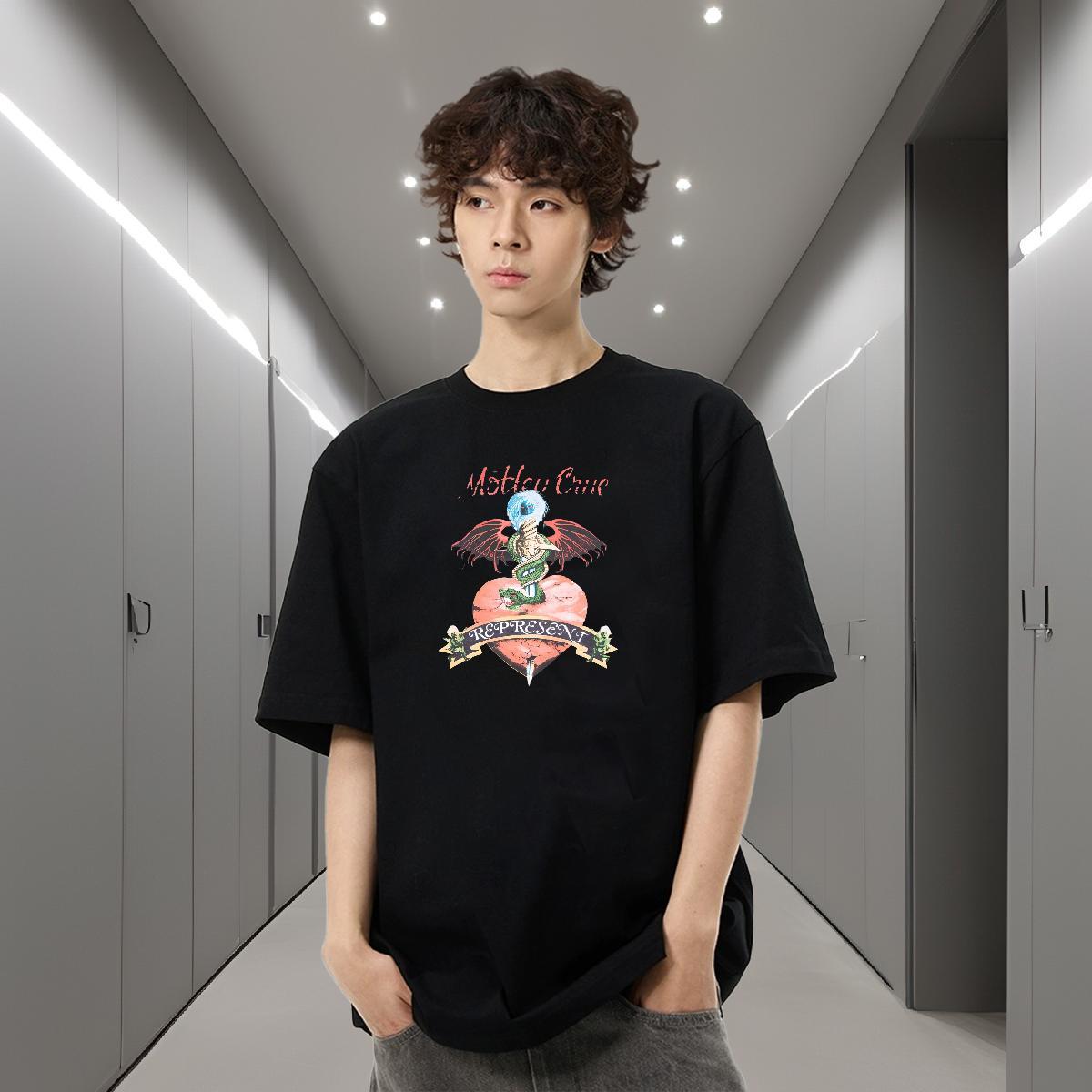 Customized Man T Shirts skull Tshirts 230g Cotton Street Popular DIY Logo Oversized Short Sleeve O-Neck Men Tshirts
