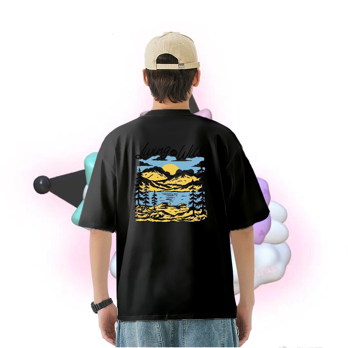 Factory Direct T Shirt For Man mountains Polos 230g Pure Cotton Spring Summer Cool Design Plus Size Custom O-Neck Short Sleeve Men Clothes T-Shirt