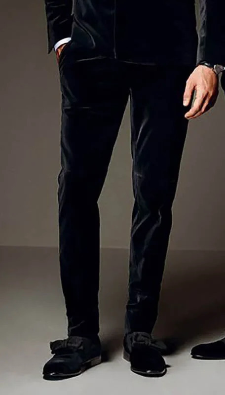 Classic Velvet Black Men Suit Pants Oversize Formal Business Casual Mens Trousers Custom Made Slim Fit Plus Size 240806